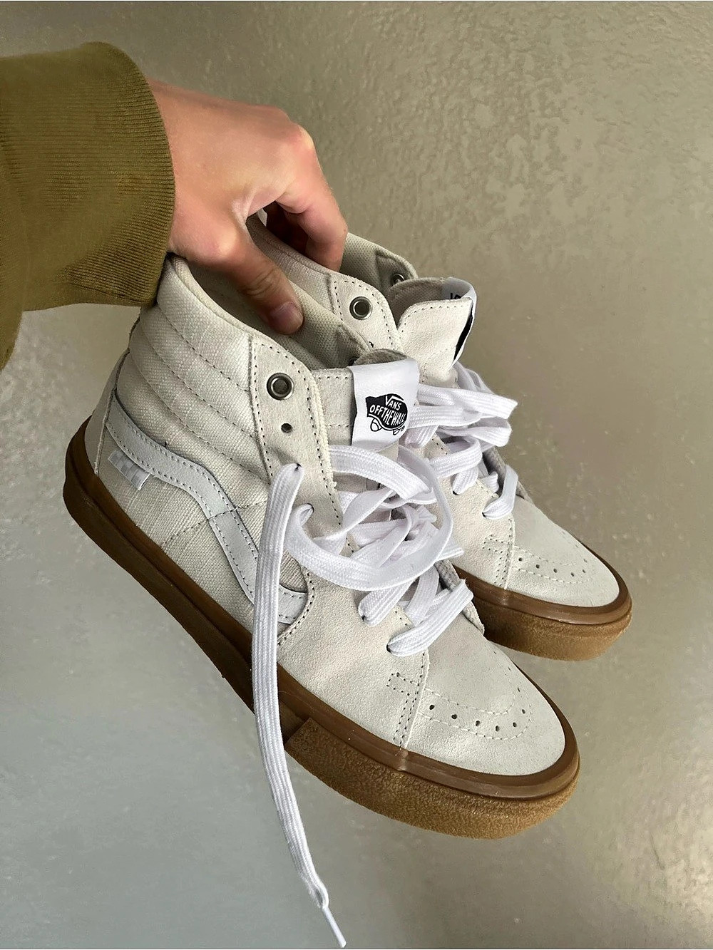 Vans Skate Sk8-Hi Marshmallow Gum High Top Sneakers White & Brown